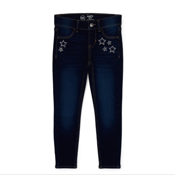 WONDER NATION Dark Blue Jeggings with Star Details - Picture 1 of 5